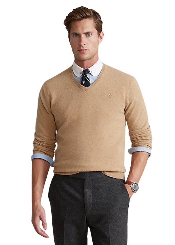 Polo Ralph Lauren Men pull trui v hals heren camel ARTSON WOMEN