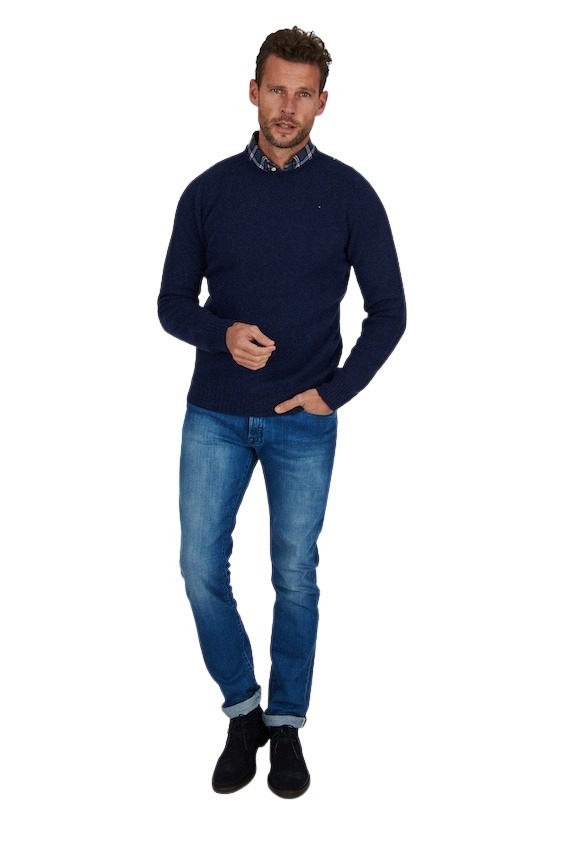 Altea pull trui ronde hals heren donker blauw