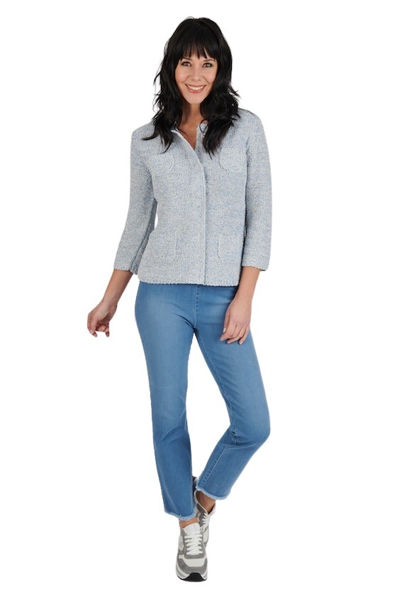 Anneclaire gilet dames blauw