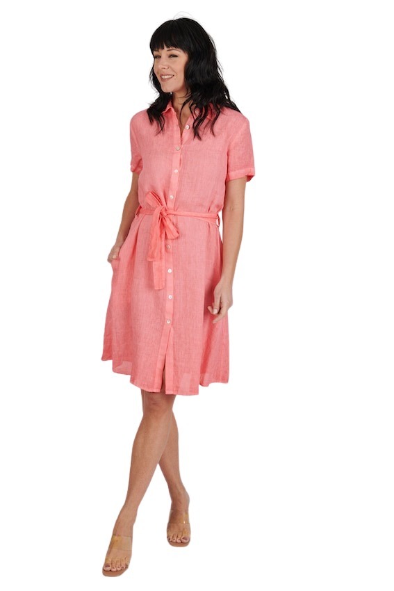 120% Lino kleedje dames framboos