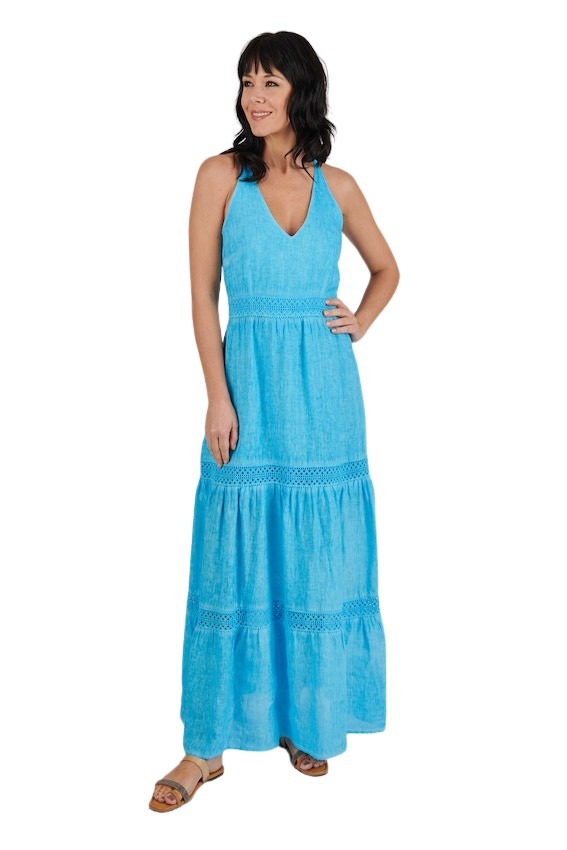 120% Lino kleedje dames blauw