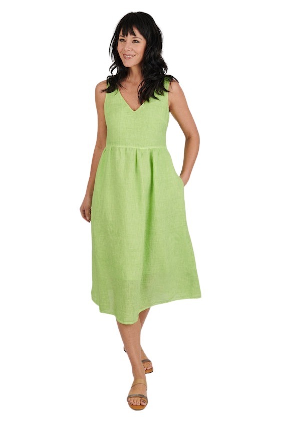120% Lino kleedje dames groen