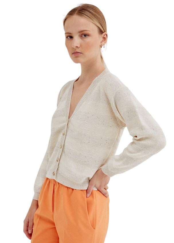 Anneclaire gilet dames beige