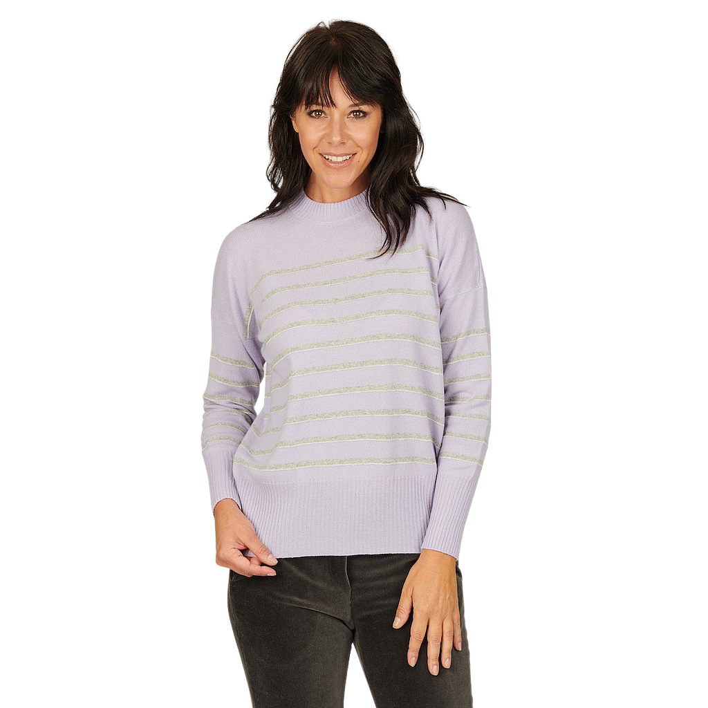 Anneclaire pull trui ronde hals dames lila ARTSON WOMEN MEN I shop online mooiste trendy kleding