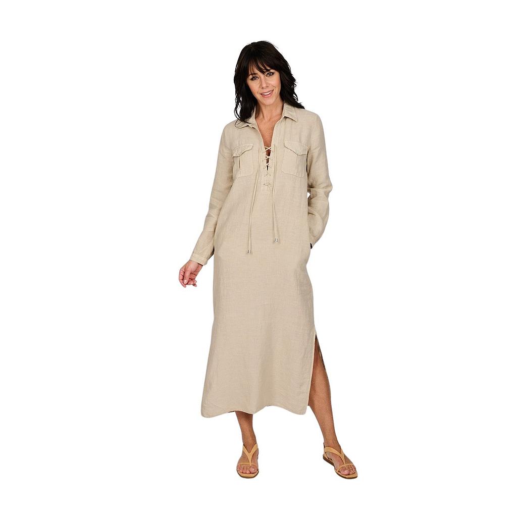 120% Lino kleedje dames beige