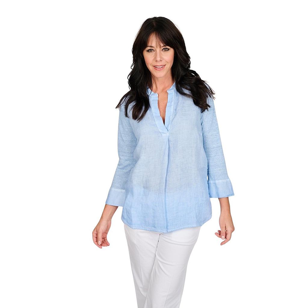 120% Lino blouse dames ciel