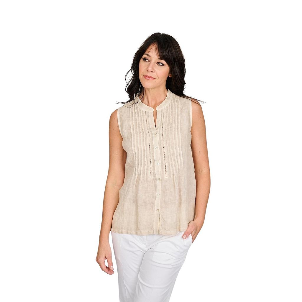 120% Lino blouse zonder mouwen dames beige