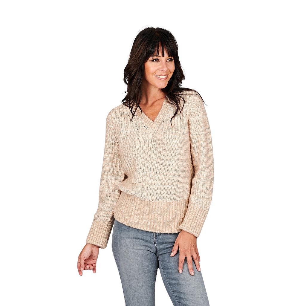 Anneclaire pull trui v hals dames goud ARTSON WOMEN MEN I shop online mooiste trendy kleding