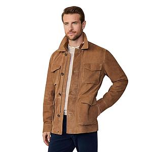 Hackett London leren vest heren camel