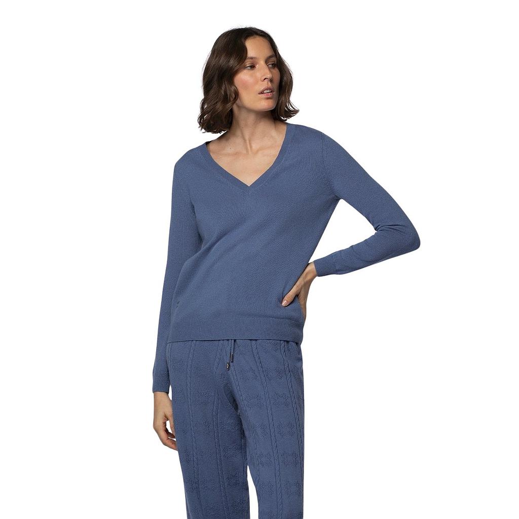 Max&Moi pull trui v-hals dames blauw PALANI