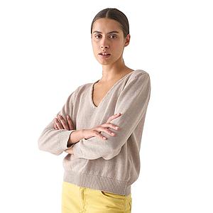 Anneclaire pull trui v-hals dames beige
