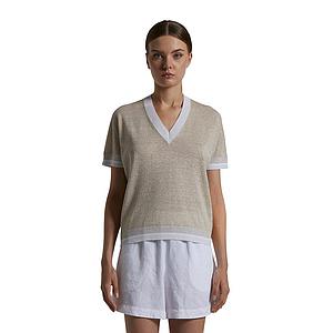 Peserico pull trui v-hals dames beige