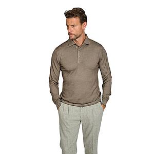 Gran Sasso Men polo shirt lange mouwen heren bruin