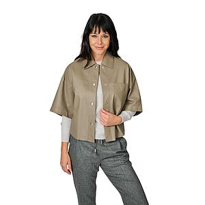 Riani leren vest dames taupe