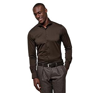 Profuomo hemd lange mouwen heren bruin