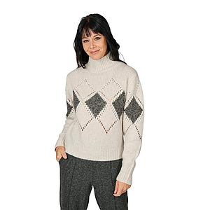 Hemisphere pull trui rolkraag dames greige