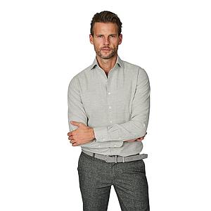 Profuomo hemd lange mouwen heren grijs katoen - wol