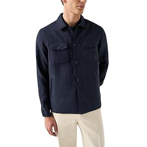 Eton 4 pocket linnen lyocell hemd lange mouwen heren marine