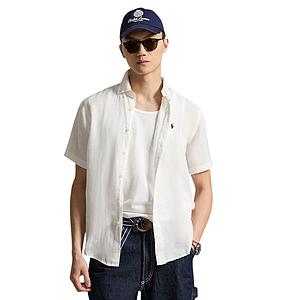 Polo Ralph Lauren Men hemd korte mouwen heren wit linnen custom fit 710968912500.