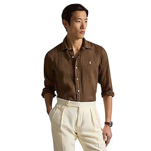 Polo Ralph Lauren Men hemd lange mouwen heren bruin custom fit 710966294514