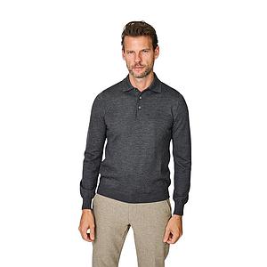 Gran Sasso Men polo shirt lange mouwen heren anthraciet