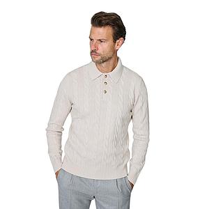 Gran Sasso Men polo shirt lange mouwen heren beige
