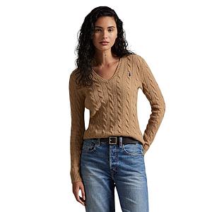 Polo Ralph Lauren Women pull trui v-hals dames camel cashmere 211971866002