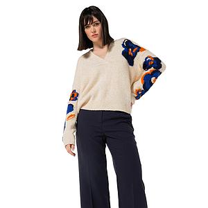 Caroline Biss pull trui v-hals dames multi 4263/29